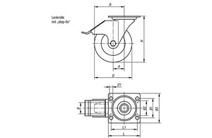 Lenkrolle mit stop fix